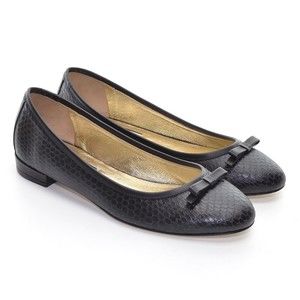 Emy Mack Sammy Corba Black Leather Ballet Flats 7 B New